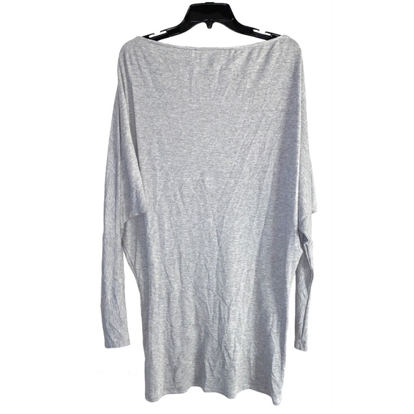 NWOT FREE PEOPLE Gray Boatneck Dolman Long Sleeve Tunic Mini Dress Size Small - Picture 2 of 11